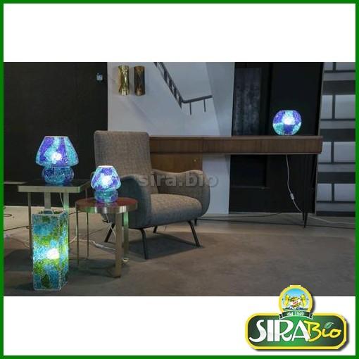 Lampada da tavolo in vetro mosaicata craquelè azzzura e blu lavorata a mano - immagine 3