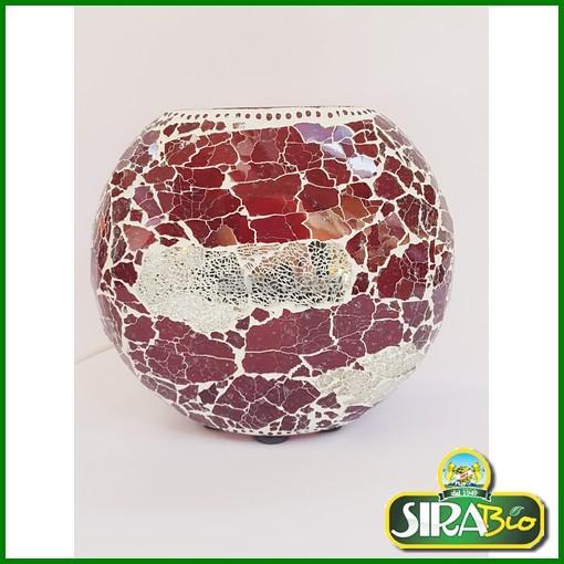 Lampada da tavolo in vetro mosaicata craquelè rossa lavorato a mano - immagine 2