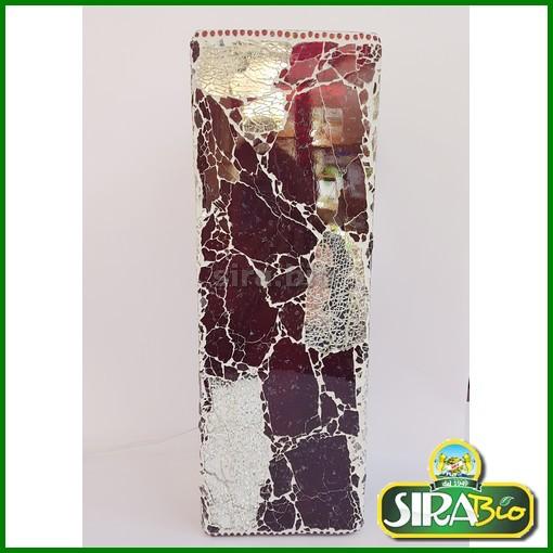 Lampada da tavolo in vetro mosaicata craquelè rossa lavorato a mano - immagine 2