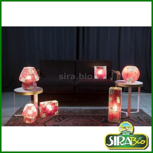 Lampada da tavolo in vetro mosaicata craquelè rossa lavorato a mano - immagine 3