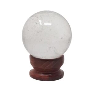 Sfera di Selenite con Base in Legno
