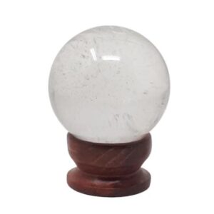Sfera di Selenite con Base in Legno