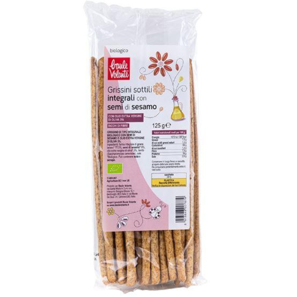 Grissini Sottili Integrali Con Semi Di Sesamo - 125gr