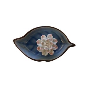 Bruciatore Di Incenso In Ceramica Fior di loto Blu