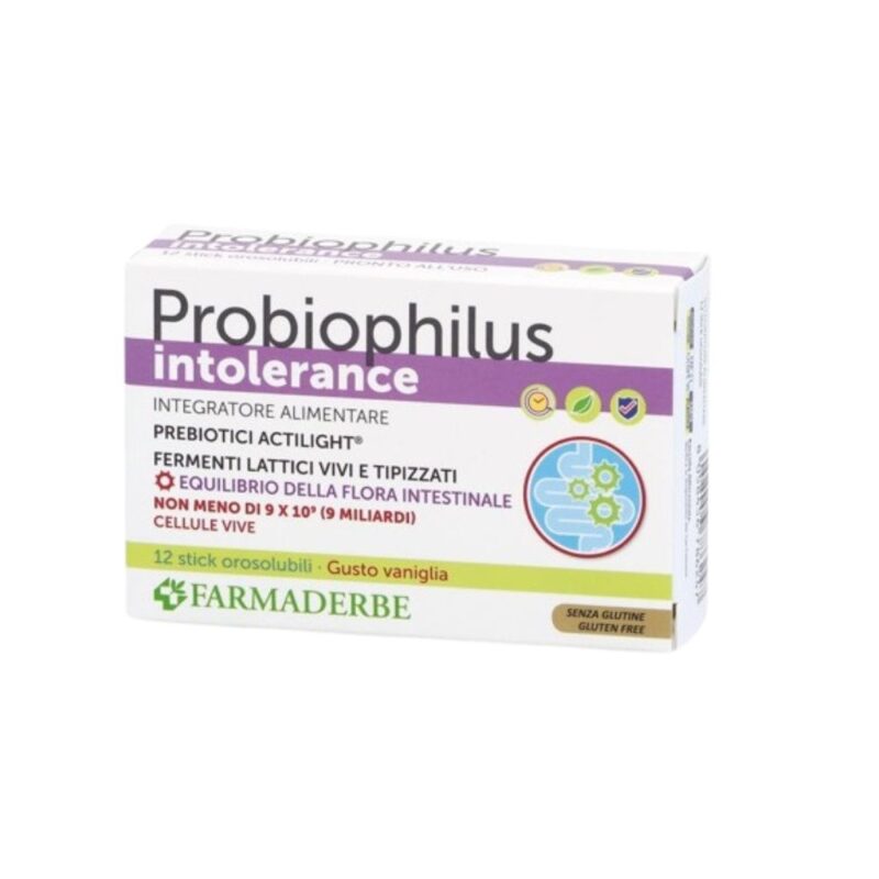Farmaderbe Probiophilus Intollerance - 12 Stick Orosolubili.sira.bio