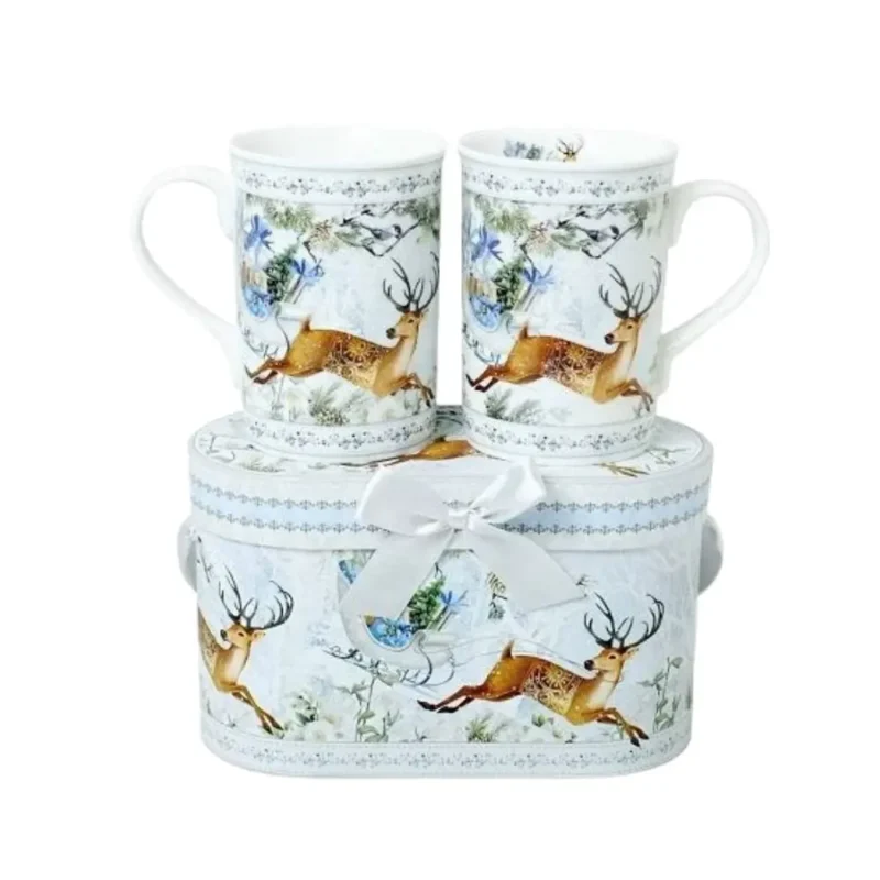 Natale White Mug Porcellana Alcea - 2 Pezzi.sira.bio